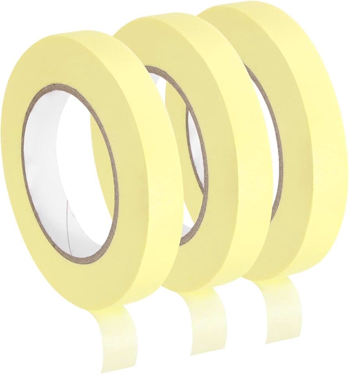 3 stuks 0,7 inch breed 15 m lichtgeel afplakband schildertape rollen voor thuis kantoor commerciële aannemers schoon druppelvrij schilderen breed crêpepapier