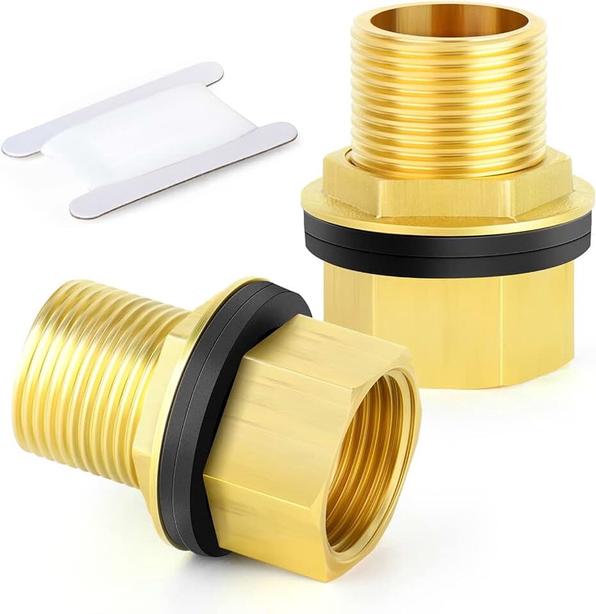 2 Stuks Messing 1" Vrouwelijke 1" Mannelijke Tankkoppeling Adapter Fitting met Rubber Ring