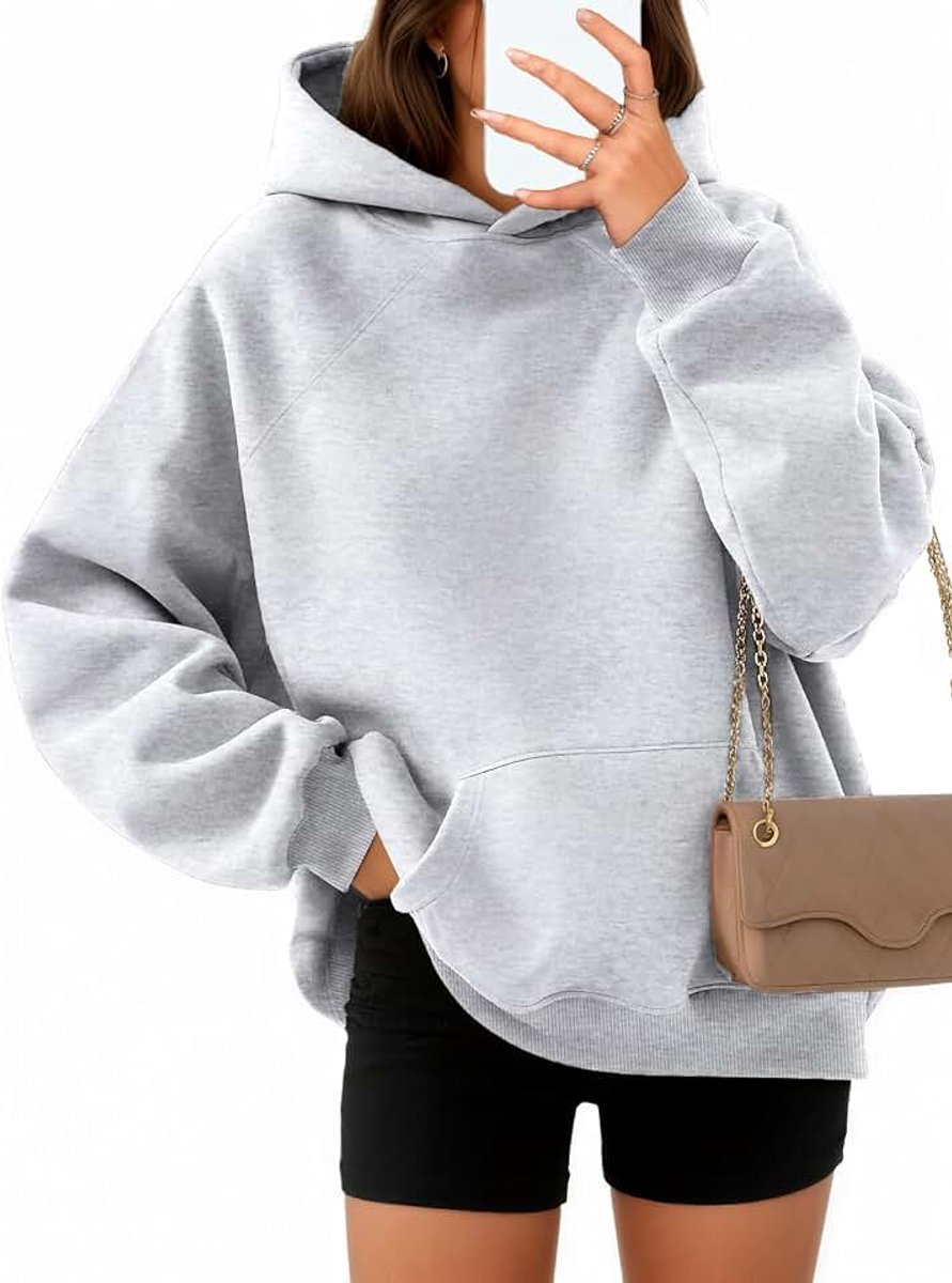 Hoodie dames oversized comfortabele katoenen trui casual hoodie effen basic hoodie lange mouwen sweatshirt met capuchon mode bovenstuk herfst