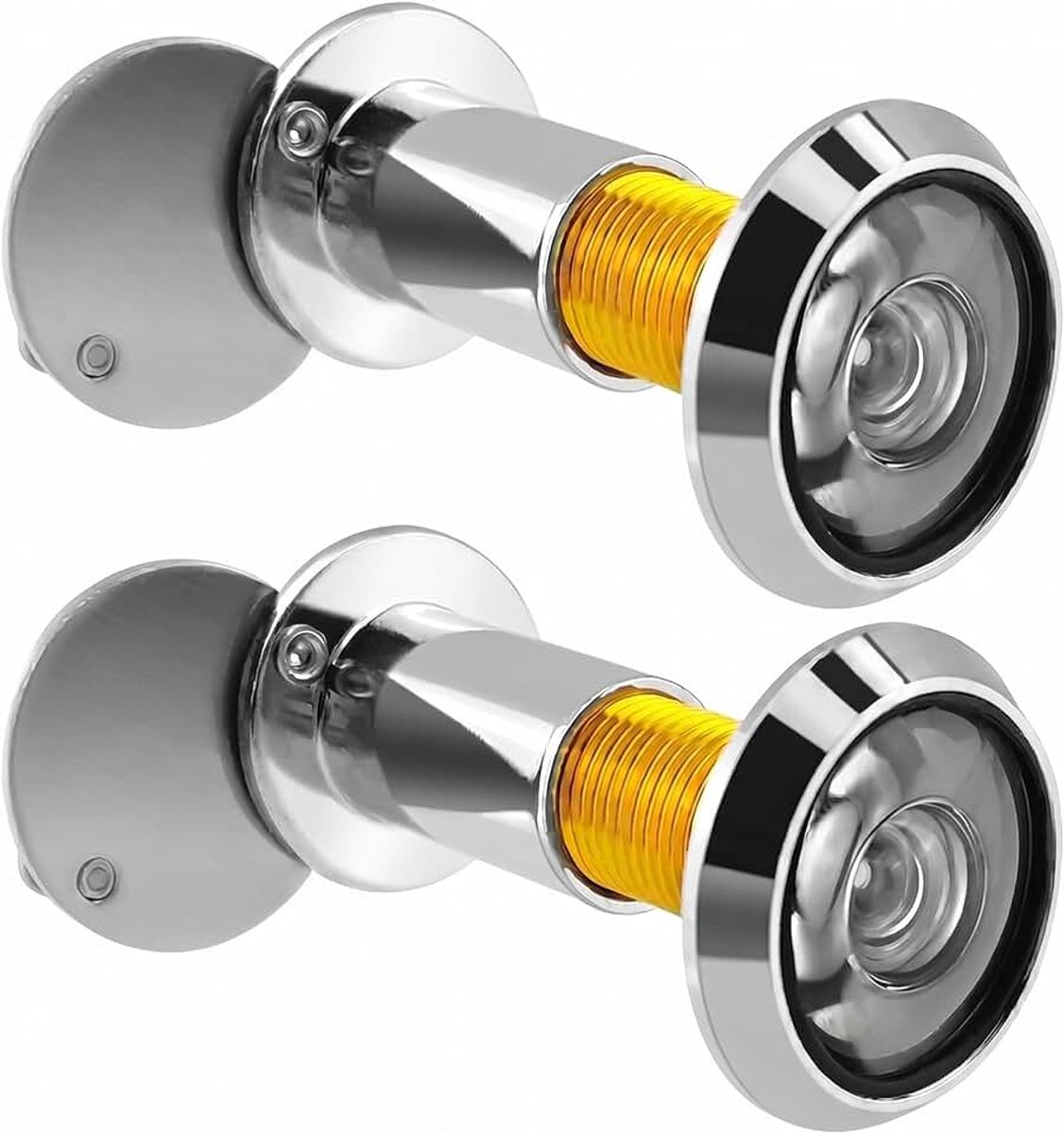 2 stuks deurspion, groothoek, 220° met inkijkbescherming, voor deuren met een dikte van 50-70 mm, Ø 16-18 mm, met boring voor kantoor, hotel, thuis (zilver)