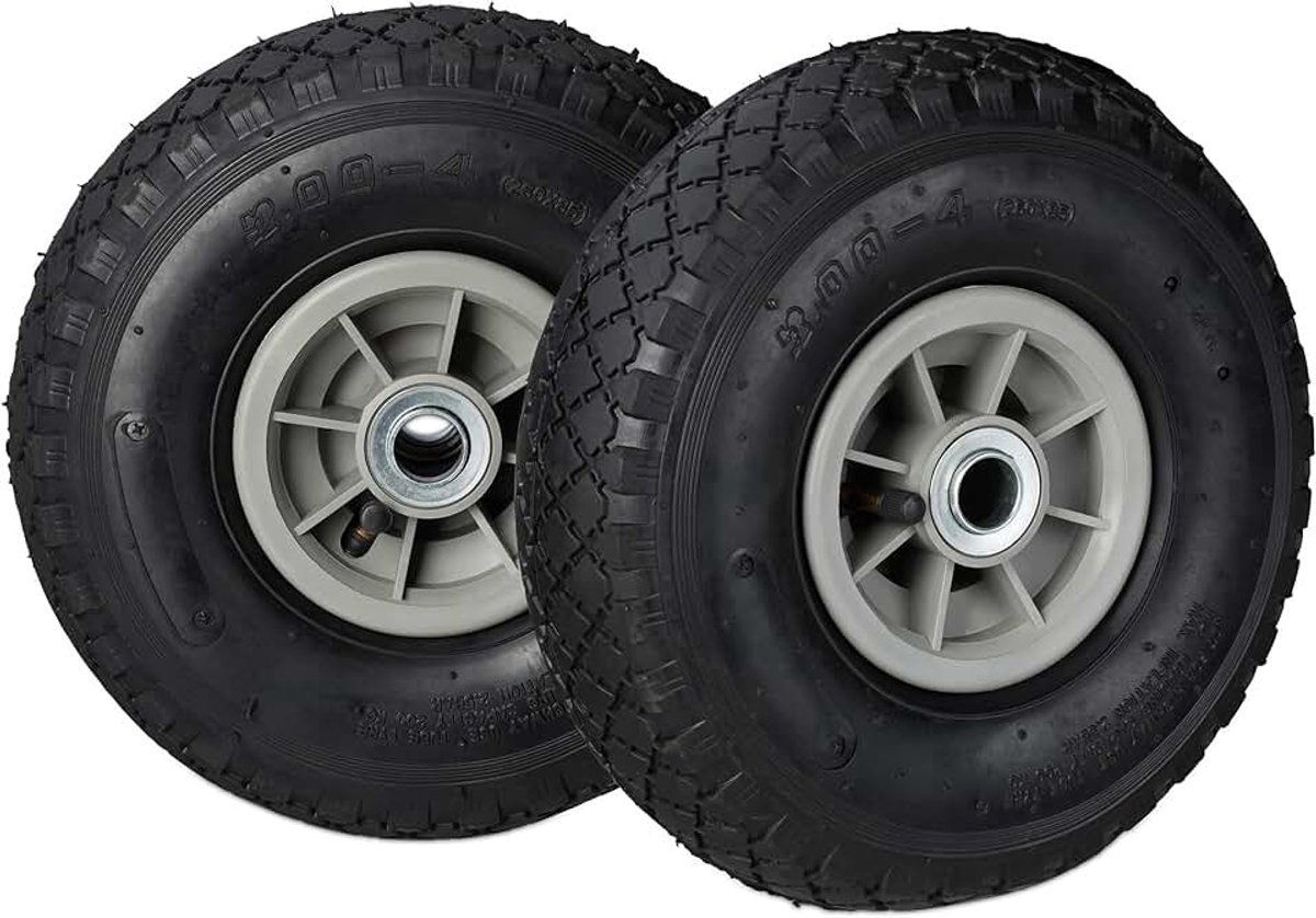 2x steekwagenwiel 3.00-4 set reservewielen draaglast tot 80 kg kunststof velgen 260 x 85 mm in het zwart-grijs
