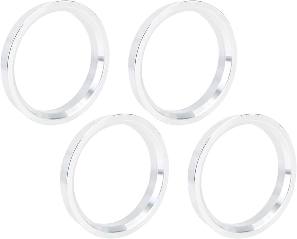 Centreerringen, 4 stuks, centreerringen, 67,1 tot 65,1 mm, centreerringen, 67,1 tot 65,1 mm, aluminiumlegering, zilver | Buitendiameter 67,1 mm, binnendiameter 65,1 mm, diepte 10 mm, voor velgen, nauwkeurige centrering, trillingsdempend