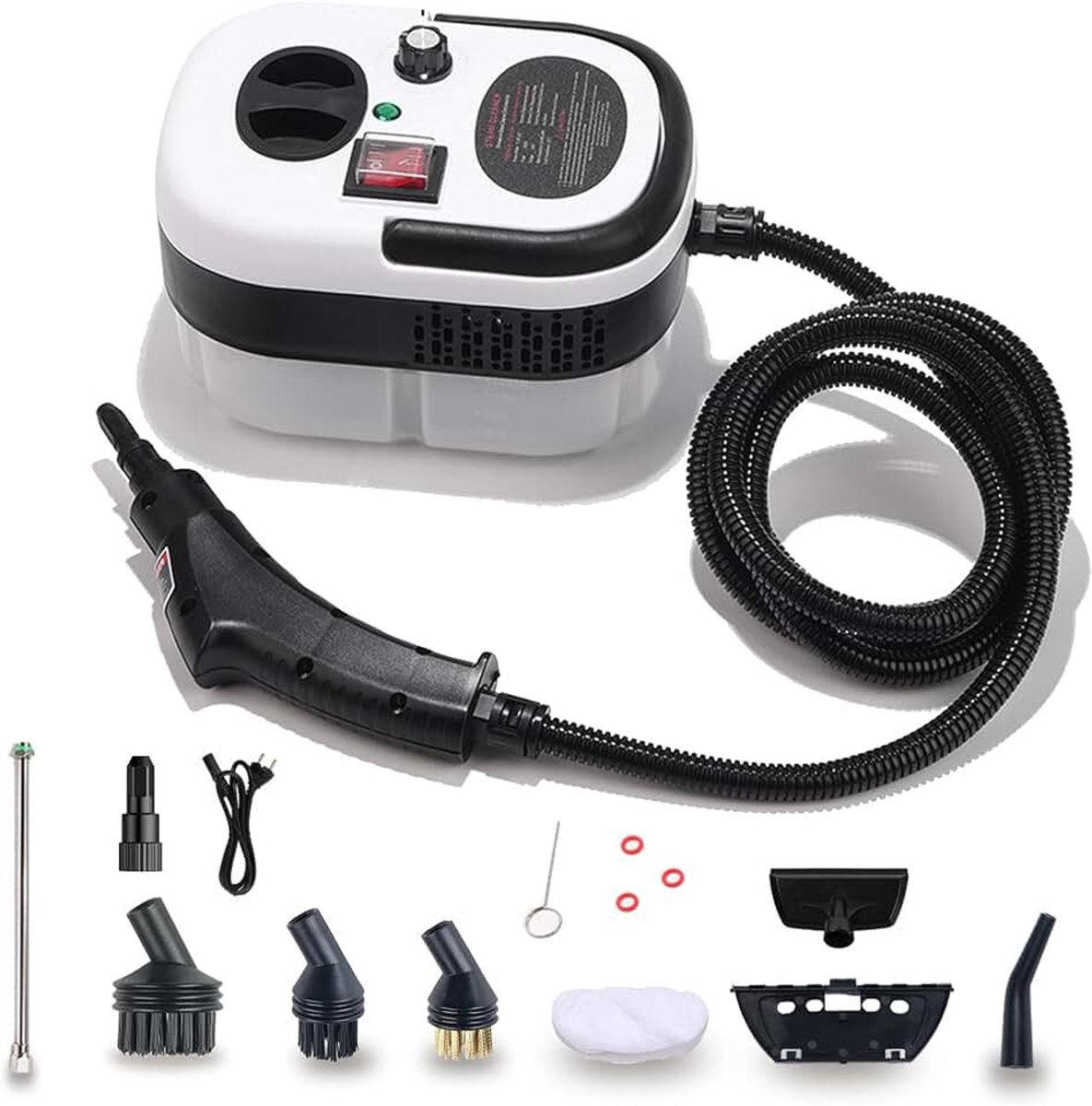 Auvstar Stoomreiniger handapparaat 2500W | 6-traps instelbaar, 1200 ml watertank, draagbaar, voor keuken, auto, badkamer, tegels, vloer