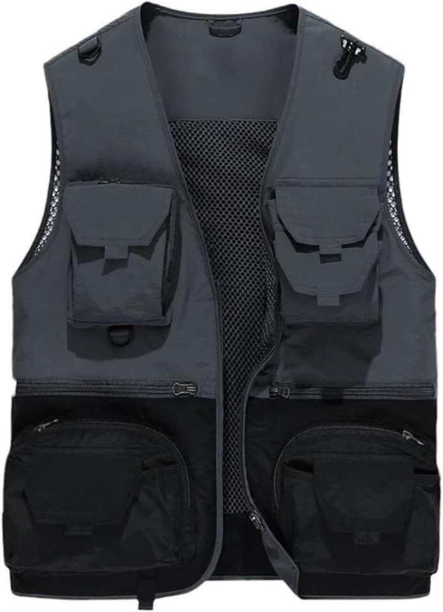 Vissersvest voor heren, outdoor, zomer, werk, safarivest, multi-pocket, jacht, reizen, fotogilet,