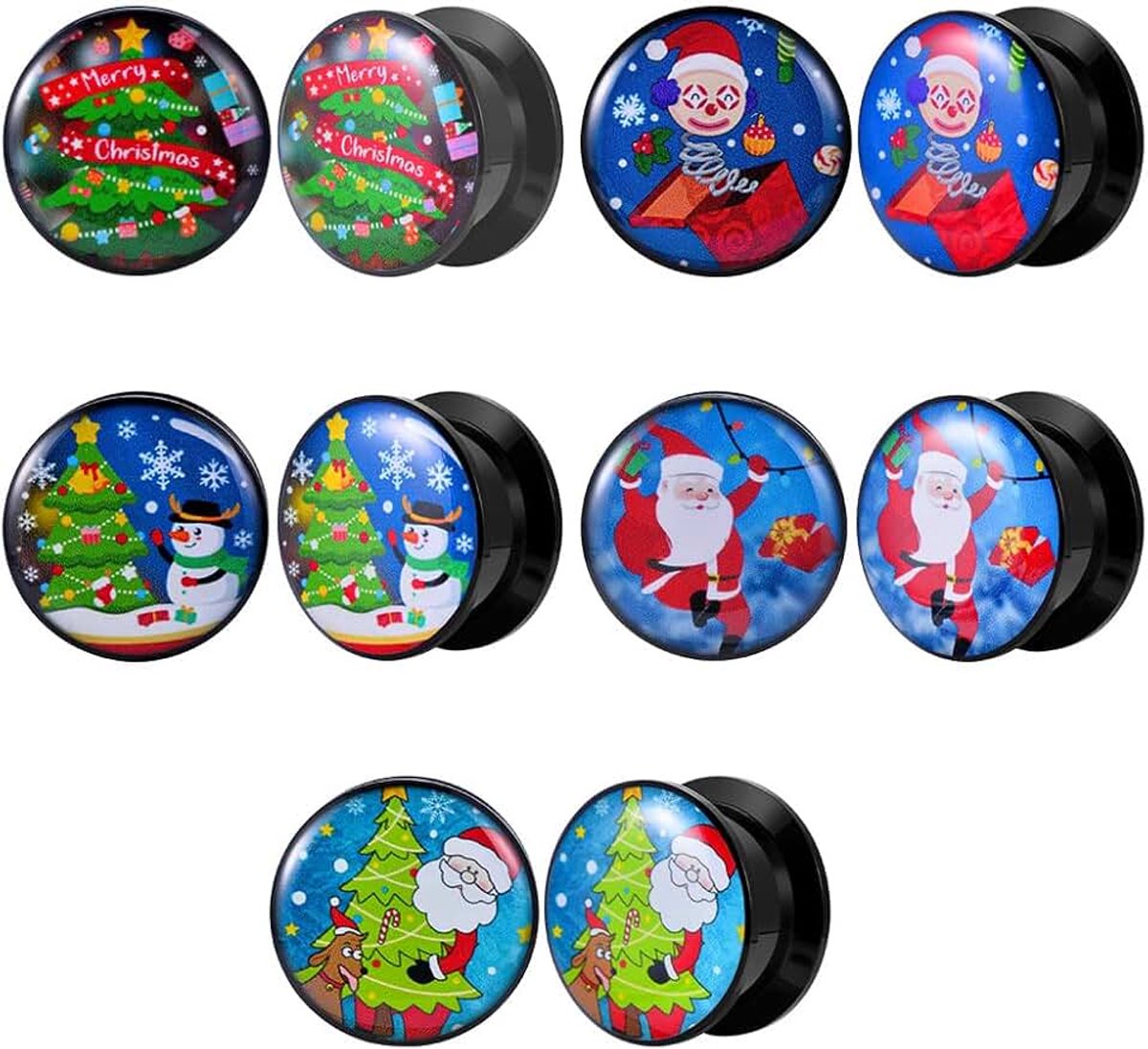 Sets Kerstmis acryl plugs tunnel schroef gauges expander piercing modieus cadeau, 1'(25mm), Acryl