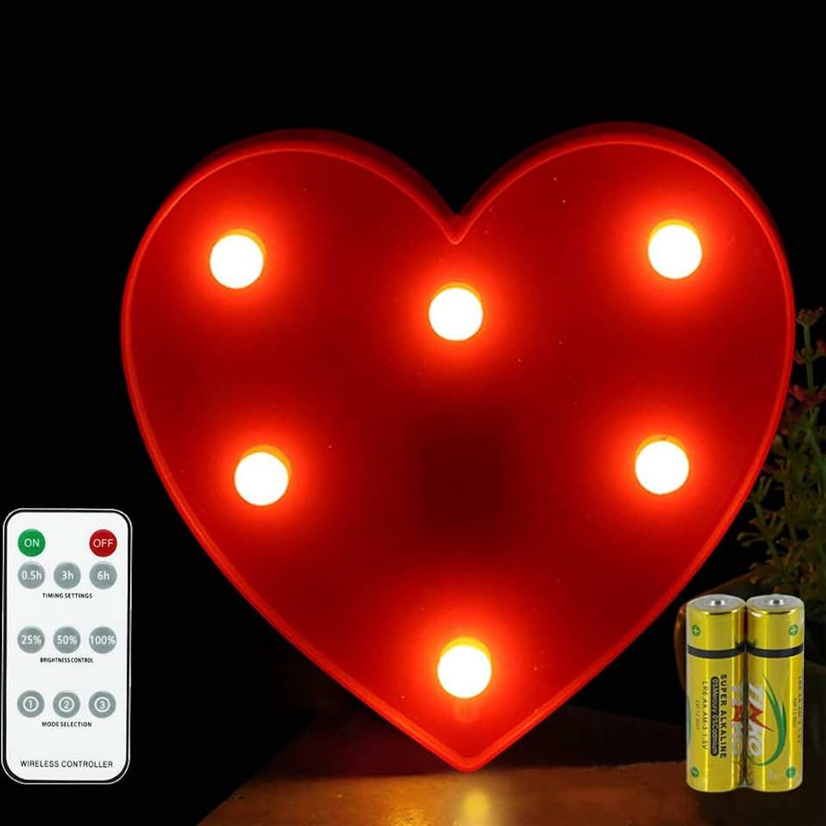 Letterlamp, afstandsbediening, alfabetlamp, led, letterverlichting, letterlamp, verlichte letters, nachtverlichting, decoratie voor verjaardagsfeestje, bruiloft (hart)