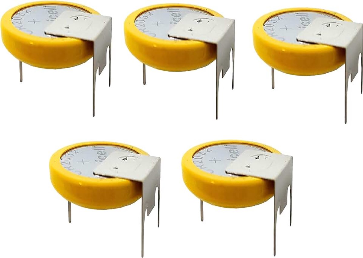 5 x GS-CMOS batterij/accu BIOS BR / CR2032-GS met soldeervlag 3 V voor PC wegwerp v