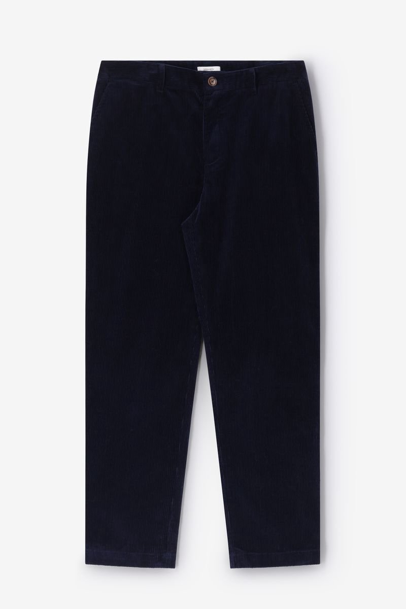 Sissy-Boy - Donkerblauwe corduroy mid-rise broek
