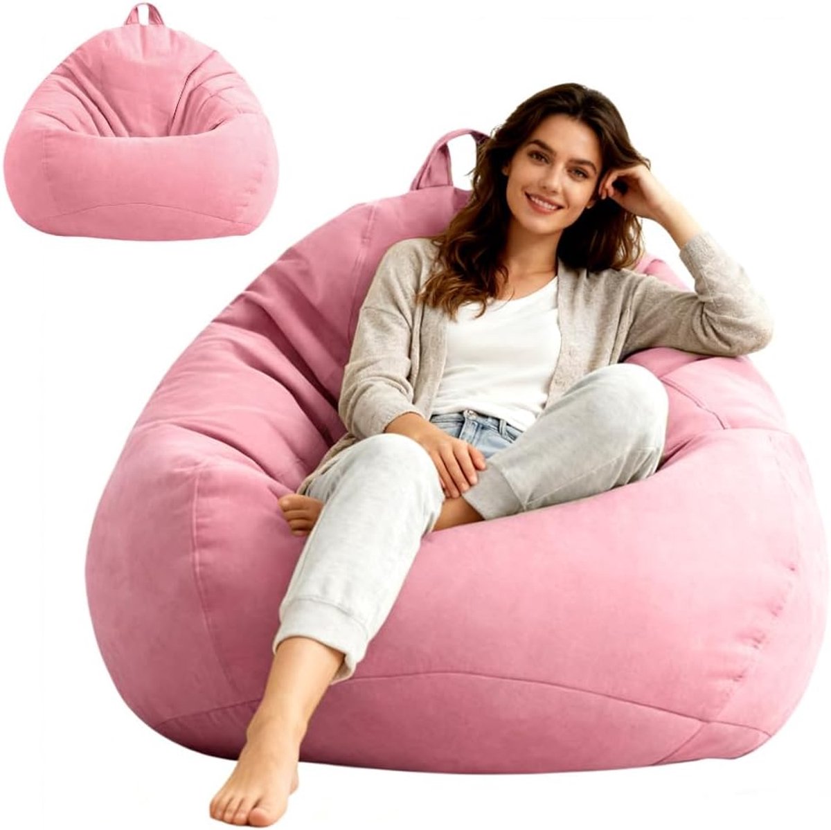Zitzakken, druppelvorm, alleen overtrek (zonder vulling), Bean Bag Chair voor volwassenen en kinderen, gaming-zitzak voor woonkamer, kinderkamer, bank, outdoor, decoratie, 100 x 120