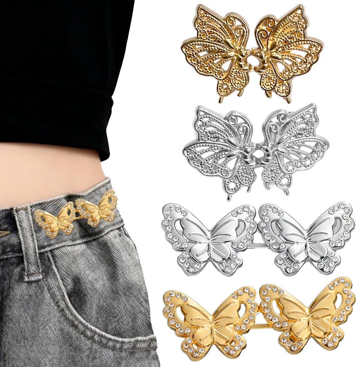4 Paar Verstelbare Taille Clips, Taille Verstellers Zonder Naaien, Accessoires voor Losse Broeken, Rokken en Mouwen