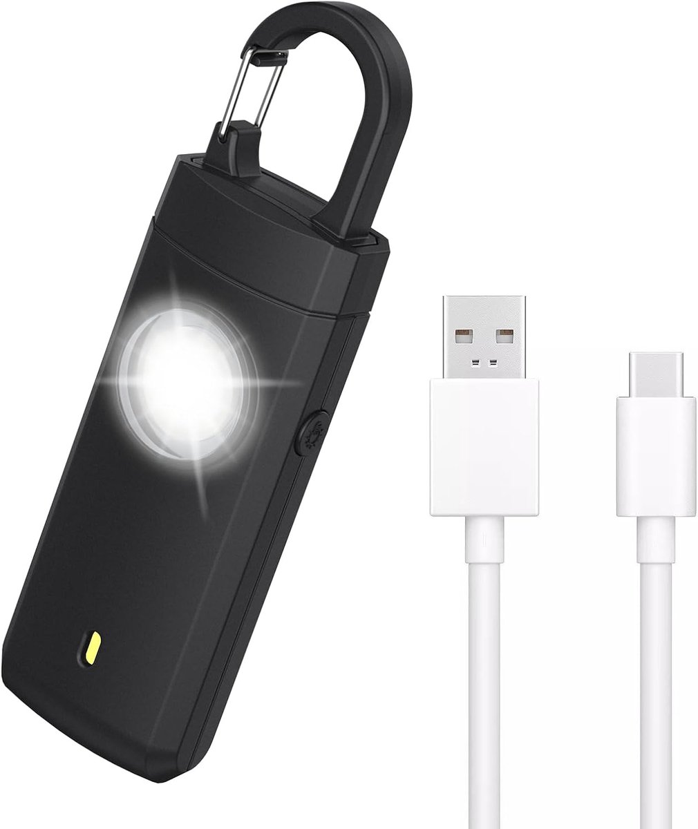 Alarm, Zakalarm, 130dB Sirene met LED Zaklamp, Trilalarm voor Vrouwen, USB Oplaadbaar, Zelfverdediging, Sirene, Sleutelhanger voor Kinderen, Senioren, Vrouwen, Veiligheid