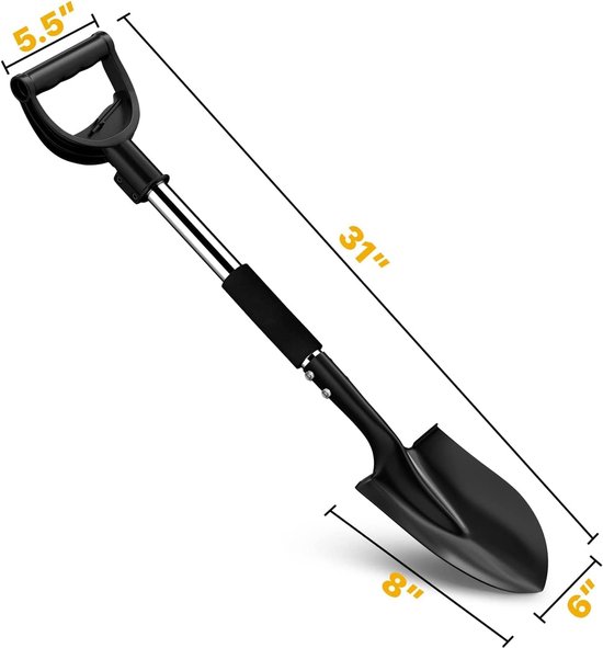 Harde 78 cm Tuinspade voor steenachtige vloeren - Puntig Staal met D-vormige handgreep - Zware Autoschep - Opgraven Camping Auto Tuin - Zwart — afbeelding 3