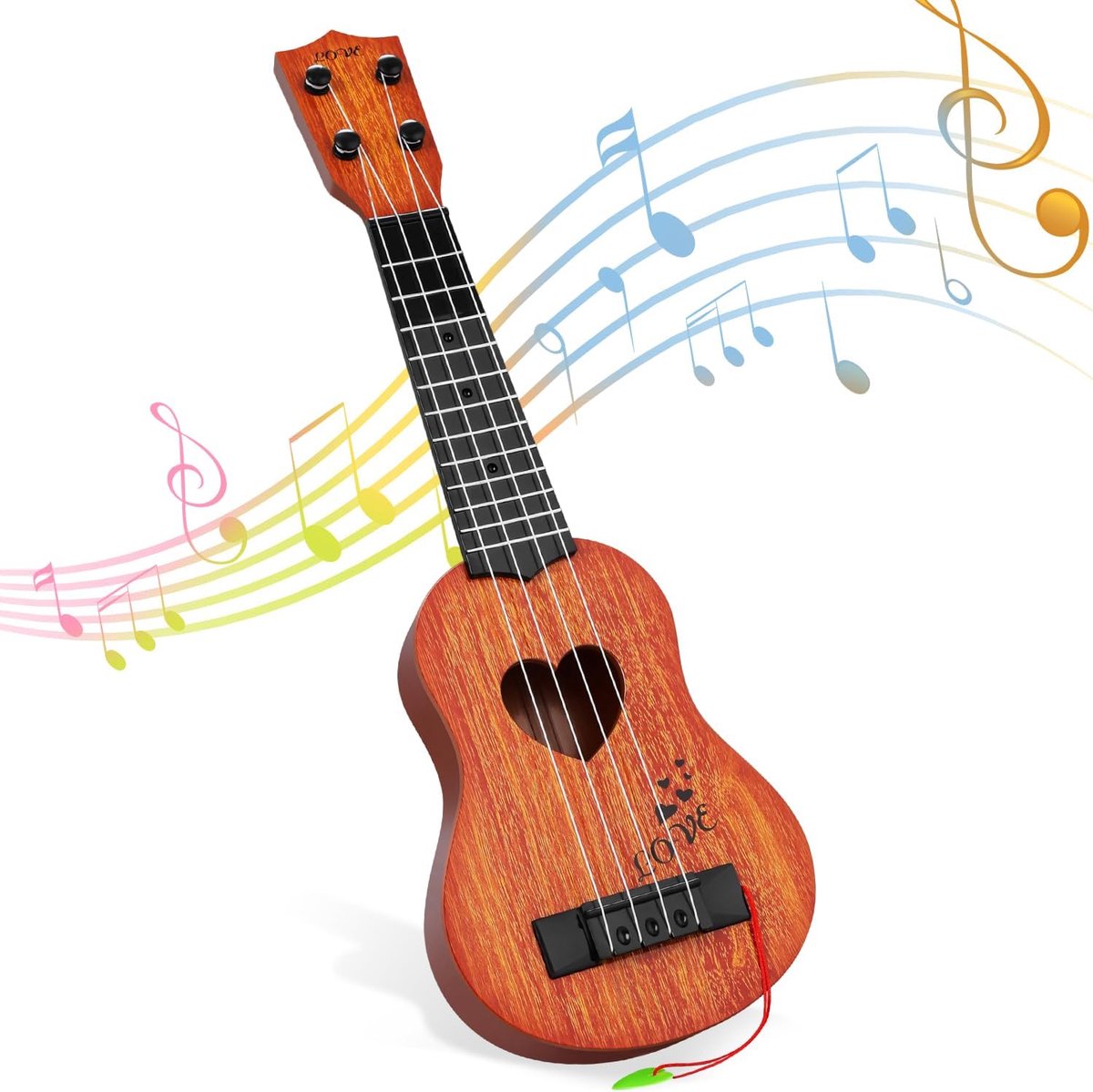 Thijox - Kinder Gitaar Speelgoed 3 Jaar, Ukulele Kindermuziekinstrument voor Jongen en Meisje, Perfect Cadeau voor 3 4 5 Jaar, Muziek Speelgoed, Hartv