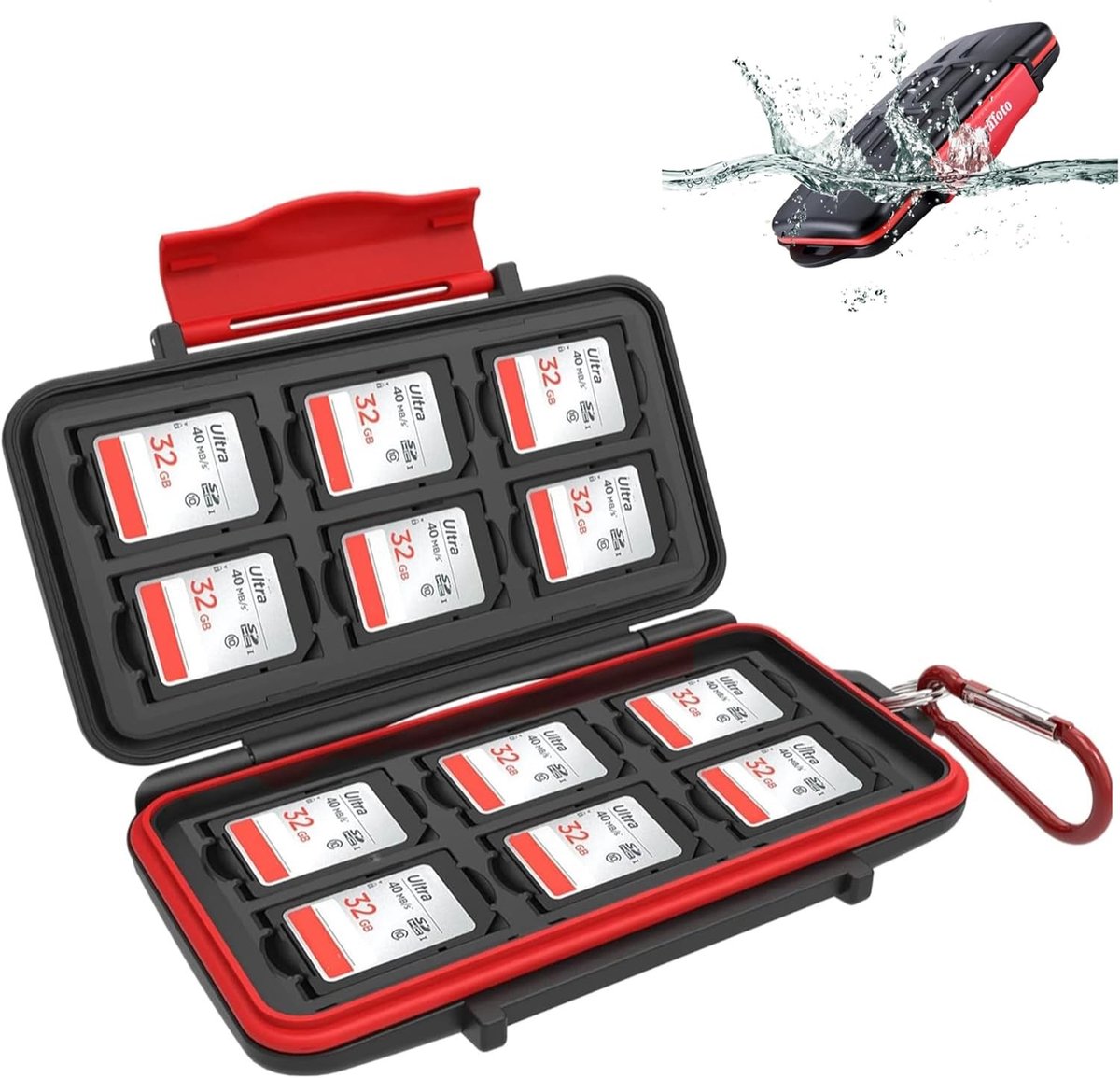 12 Slots SD Kaart Houder Professionele Waterdichte Anti-Schok Opbergtas voor SD SDHC SDXC Geheugenkaarten, Compact en Draagbaar Accessoire