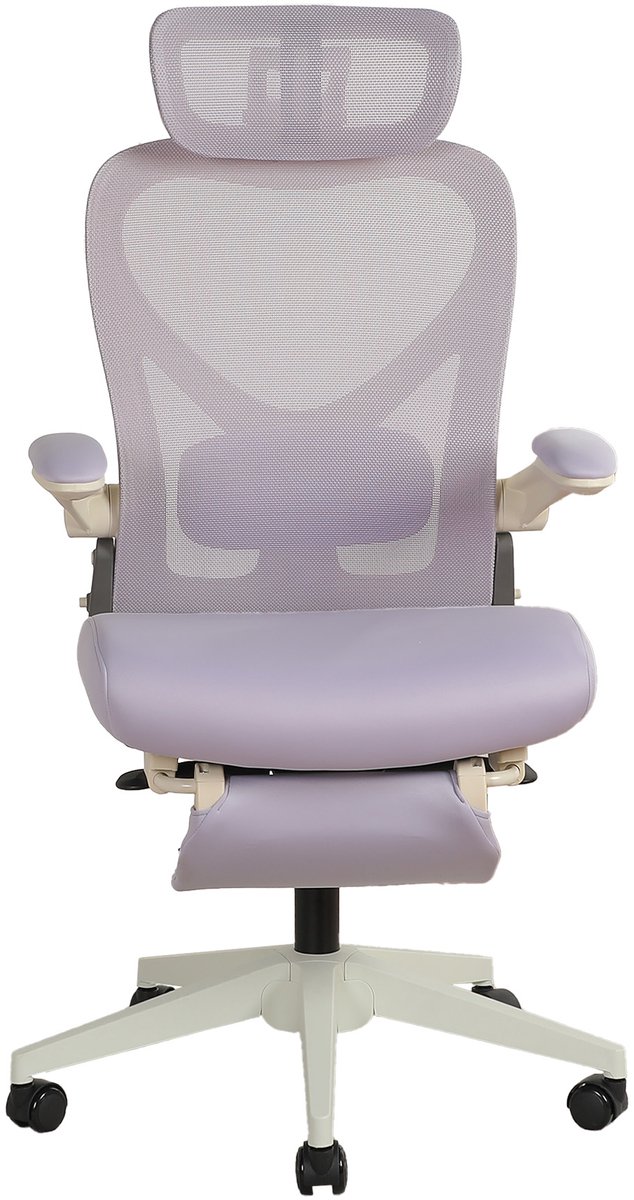 ECTEATOY® Ergonomische Bureaustoel Inklapbaar - Met Lendensteun, 3D-Hoofdsteun, Opklapbare Armleuningen & Voetsteun - Ruimtebesparend - Paars