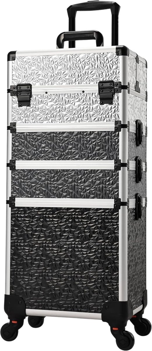 Beauty Trolley 4-in-1 Afneembaar - Grote Opslag - Met Wielen & Slot - Aluminium Case