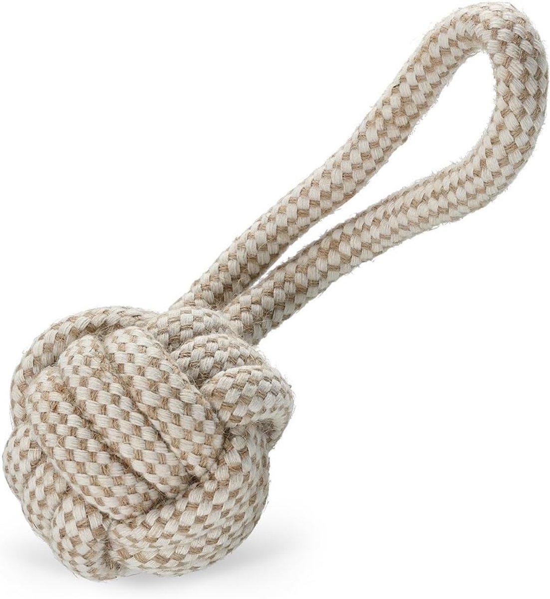 Tauball met touw voor honden, knopenbal met werptouw voor apportspelletjes, ondersteunt mondhygiëne en tandverzorging, speelplezier voor je hond