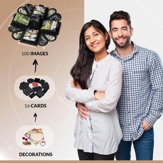 Houten kist explosiebox, verrassingsbox, doe-het-zelf verjaardagsgeschenkdoos, explosiebox, fotokist, het bijzondere cadeau-idee voor mannen en vrouwen van houten — afbeelding 3