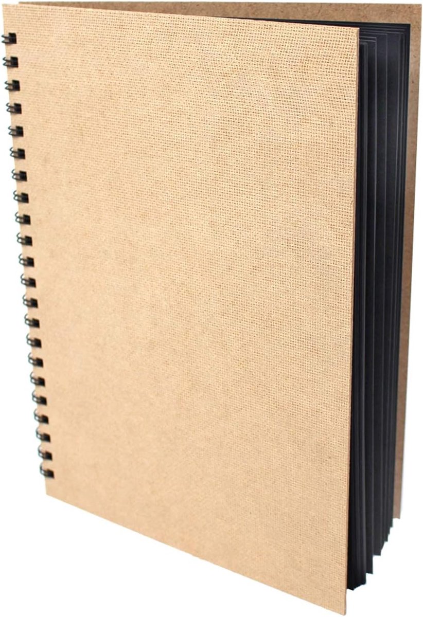 Enviro - Spiraalgebonden A4 Zwart Karton Schetsboek - Staand - 60 Zijden/30 Pagina's Gerecycled 270gsm Zwart Karton - 100% Gerecycled Schetsboek