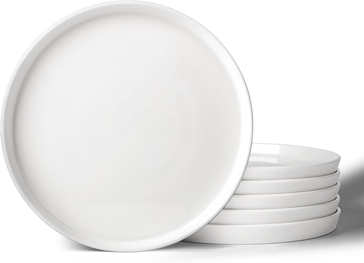 Saladeborden van 20 cm, set van 6, keramische dessertborden voor voorgerechten en sushi, magnetron-, oven- en vaatwasmachinebestendig