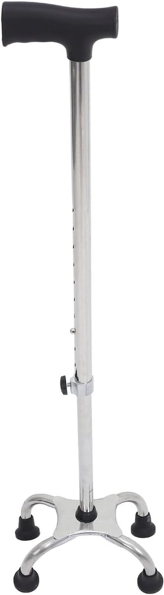 Wandelstok - Steunstok - Stabiliteit Ondersteuning - Vierpuntsbasis - Verstelbaar 64-88cm - Zwart