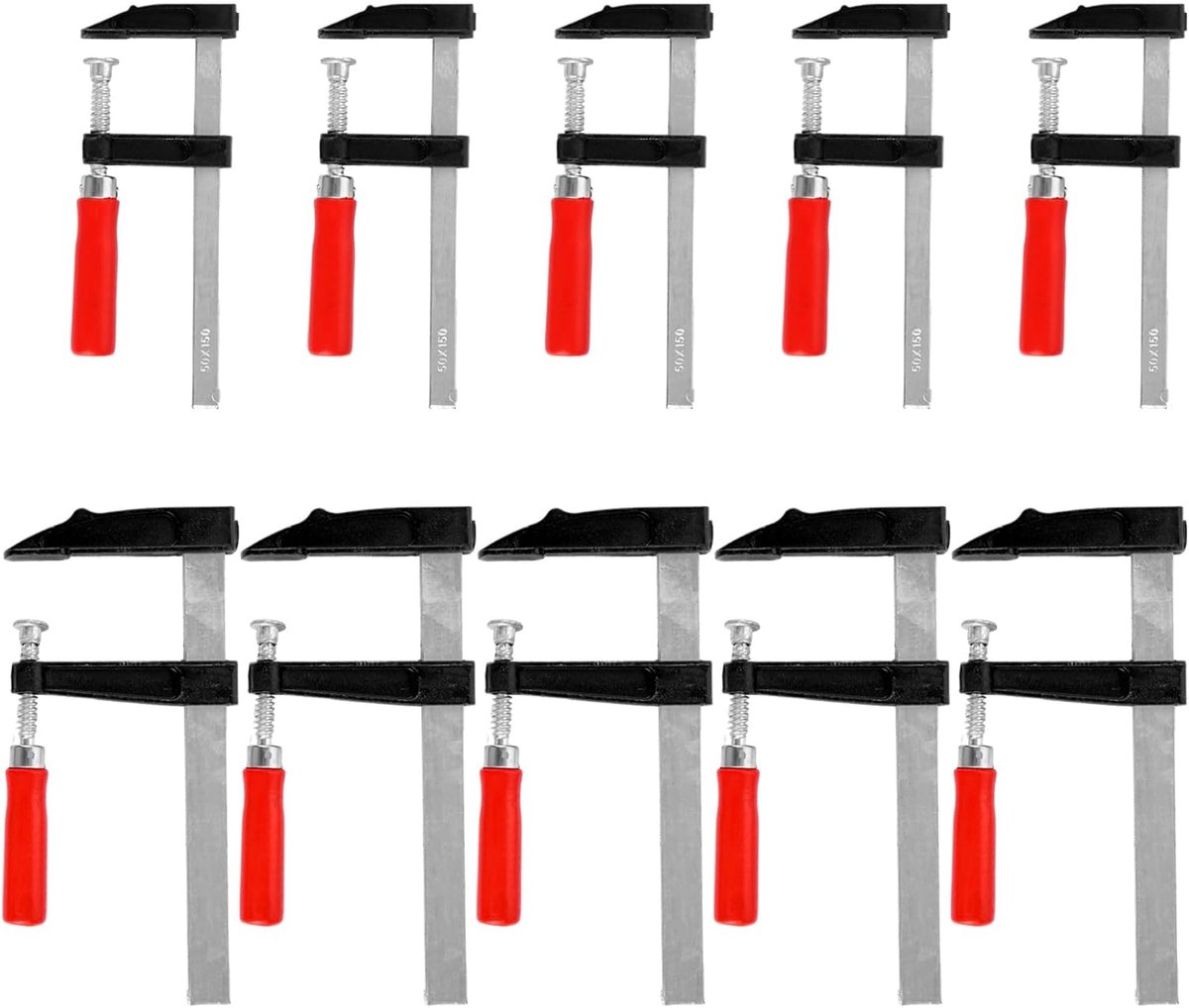 SnelShoppen - Schroefklemmen set van 10 stuks, spanwijdte 150 mm/200 mm, moerdiepte 50 mm/80 mm, kleine klemmen voor hout en geleiderails, nauwkeurige