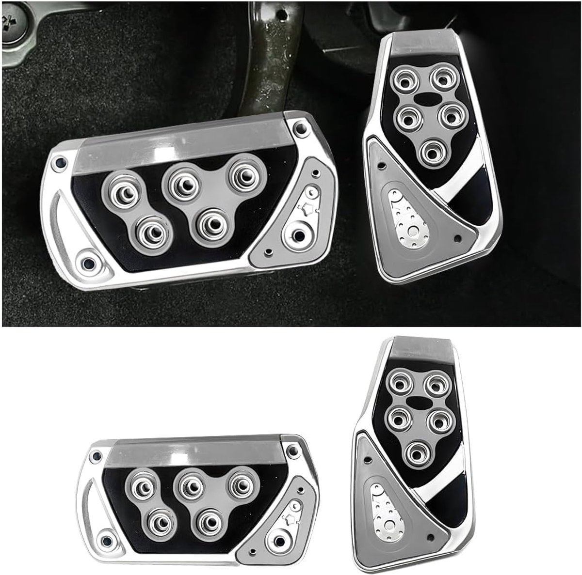 2 stuks auto pedaal pad afdekking, anti-slip automatische transmissierem gaspedaal, universele pedaalsteunafdekking, auto gaspedaal remsteun pedaal (grijs)