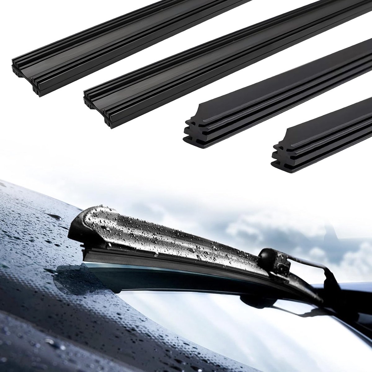 6 stuks ruitenwisserrubber, 800 mm, universele ruitenwisserbladen, reservewisserbladen, rubberen strips voor ruitenwissers, voor de meeste auto's (zwart)