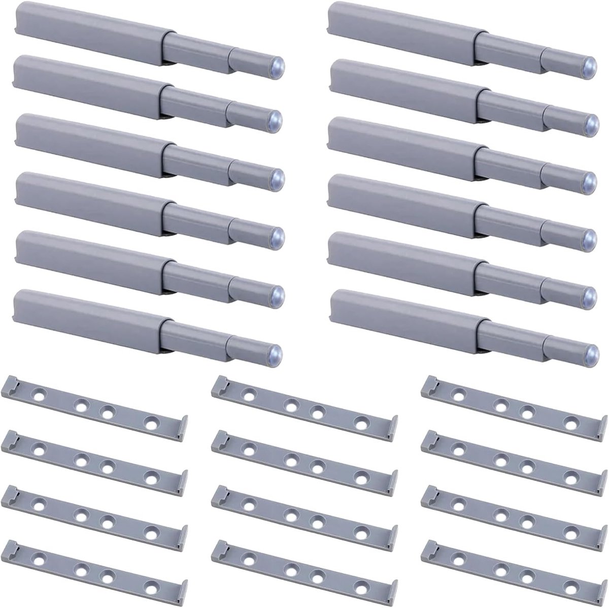 12 stuks push-to-open deuropeners, deurdempers, kastdeurdempers, reduceert lawaai en trillingen, geschikt voor kastdeuren, verborgen deuren, laden enz