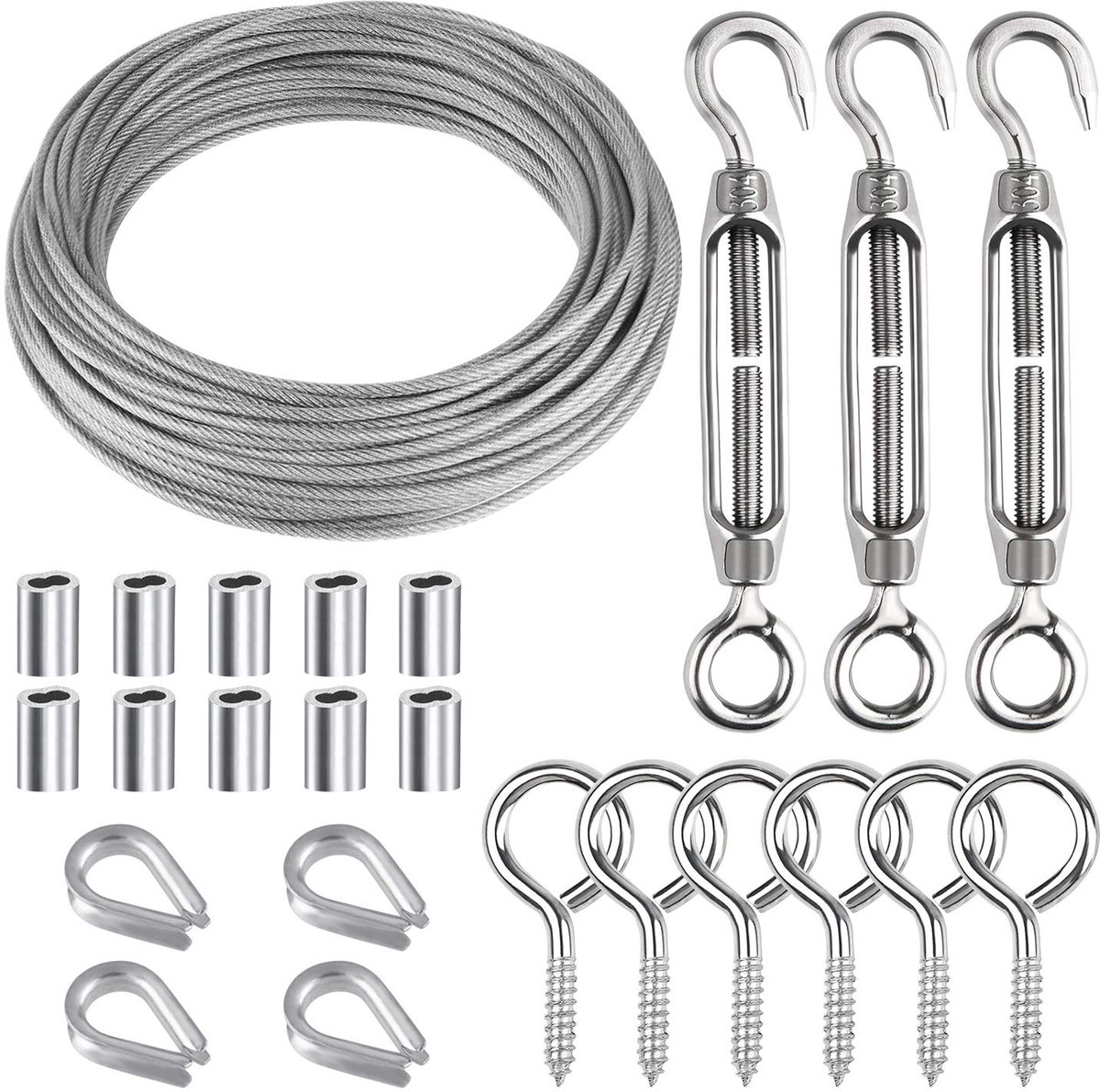 24 Stks Tuin Draad Touw Kit 304 Rvs M5 Spanschroef Spanner Kabel Vingerhoedje