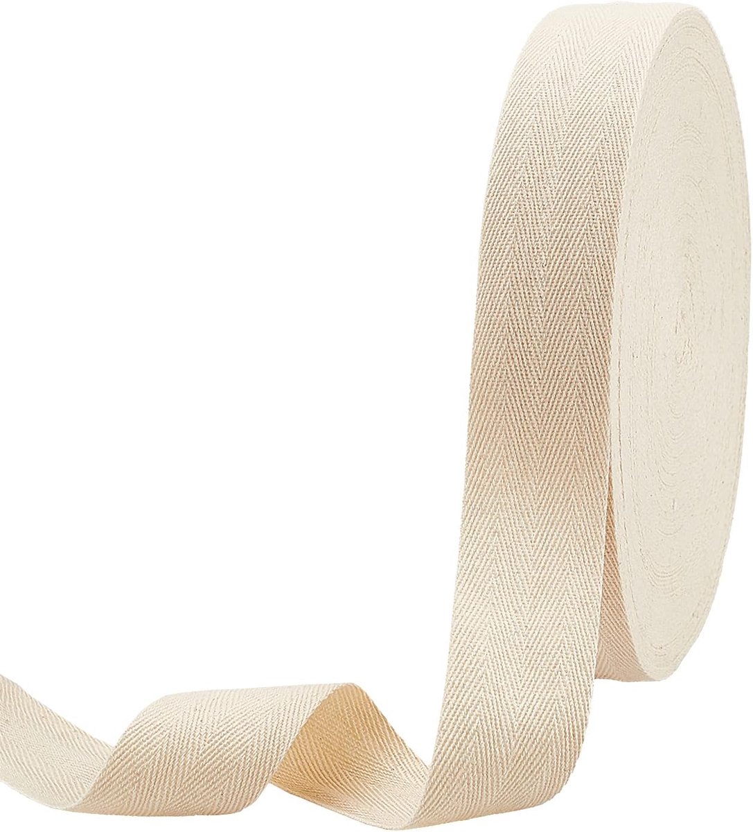Linten, 4 cm brede katoenen riemen met visgraatpatroon platte visgraatkoorden voor interieurdecoratie, geschenkverpakking, doe-het-zelf naaien, antiek wit