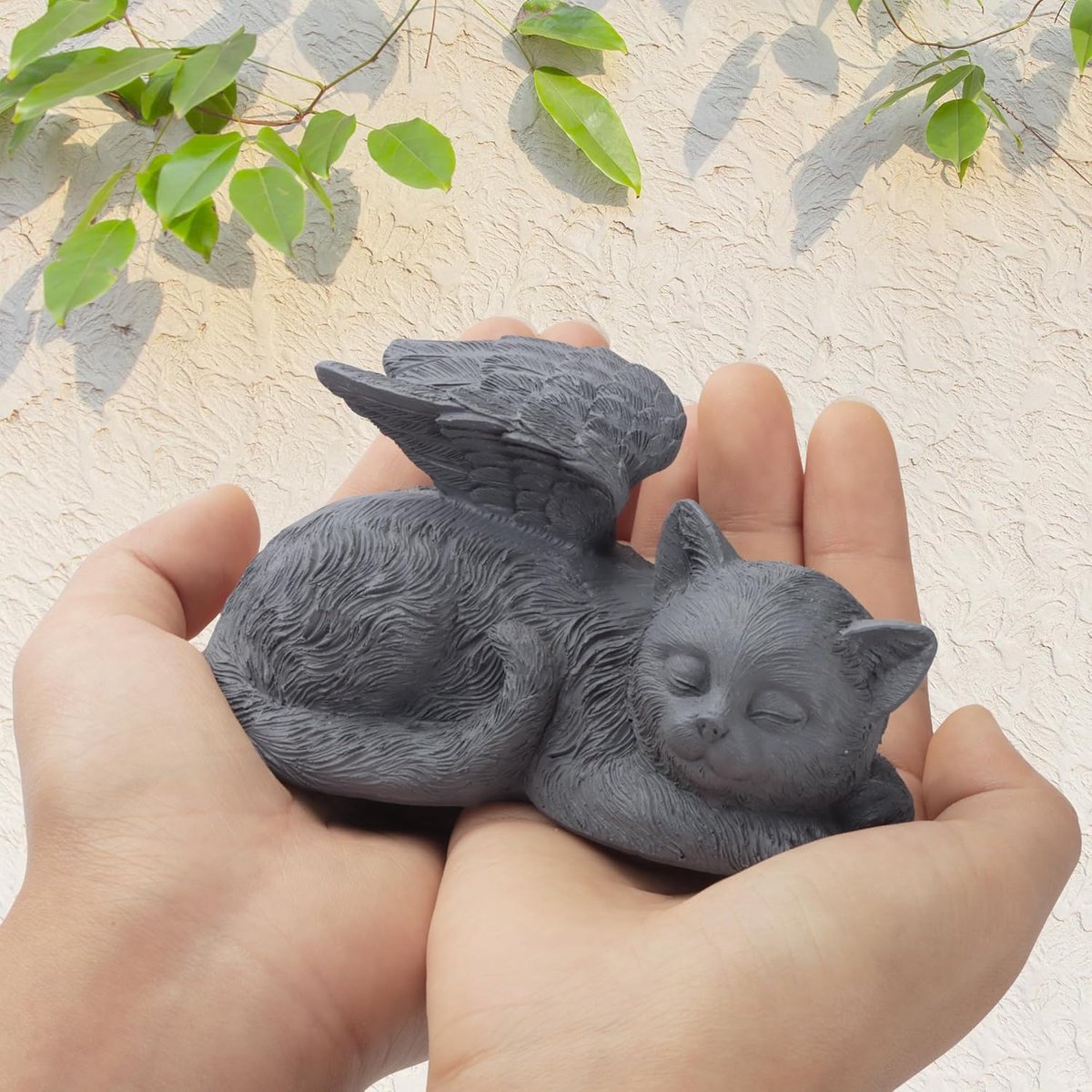 engel huisdier gedenkteken steen kat grafmarker standbeeld | Grafmarkering voor katten, hommage voor binnen, cadeau voor het verlies van kat, slapende kattenengelfiguur van kunsthars