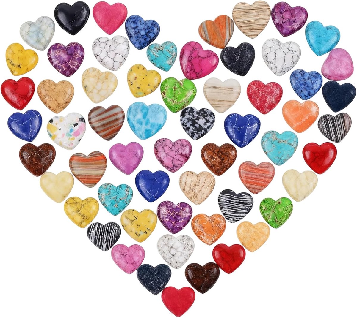 50 stuks hartstenen, kristallen, helende stenen, kleurrijke natuurlijke edelstenen voor kinderen, liefde, geluksstenen, geluksbrenger, hartstenen voor meditatie, chakra, energiebalans, balans
