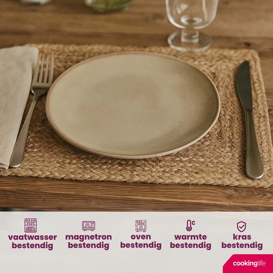 Cookinglife Serviesset Sabi Beige 18-delig / 6 personen - 6 dinerborden, 6 ontbijtborden en 6 kommen — afbeelding 4