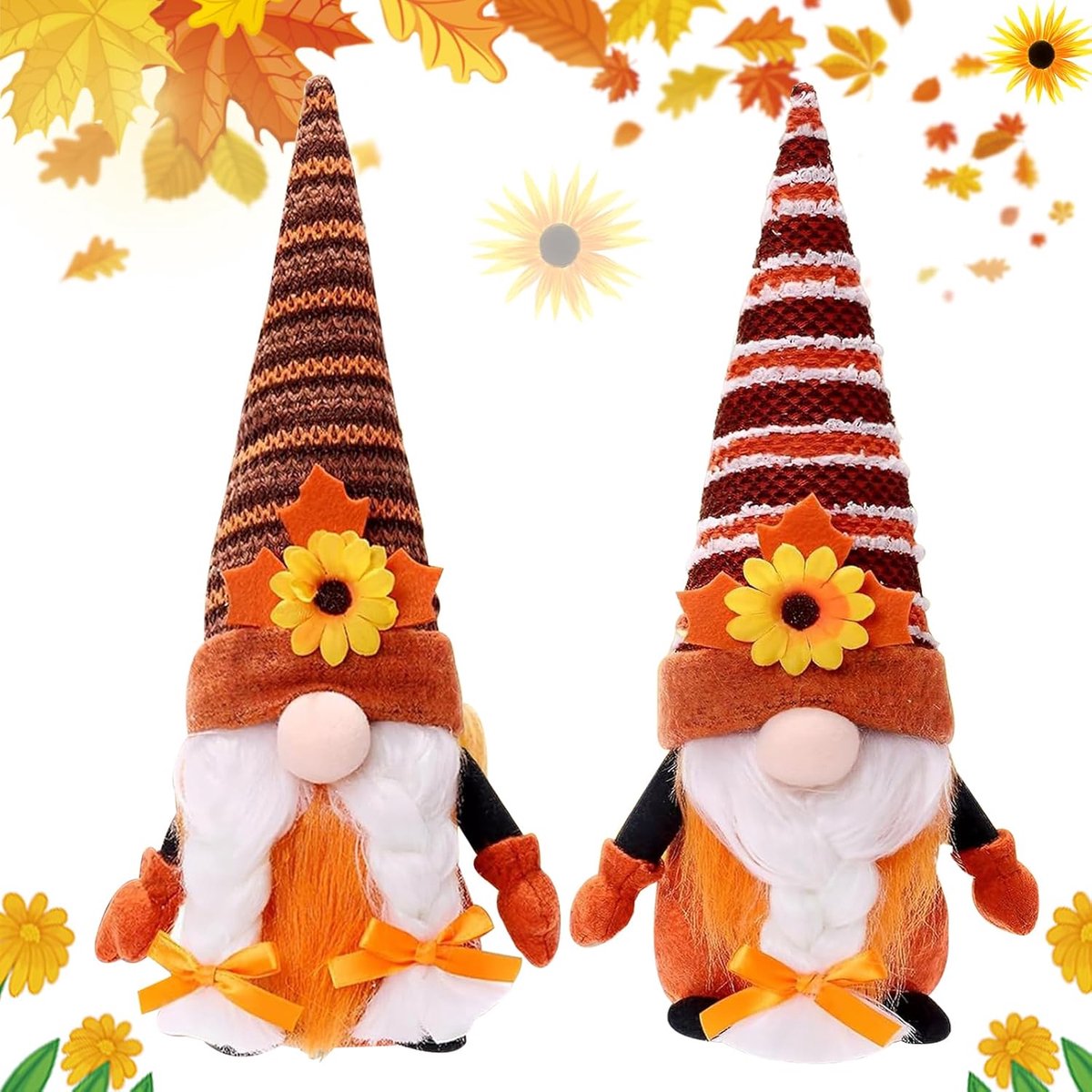 SnelShoppen - 2 stuks herfst dwergdecoraties, kabouter figuren zonder gezichten, herfstdecoratie voor Thanksgiving, boerderij en woontafeldecoratie