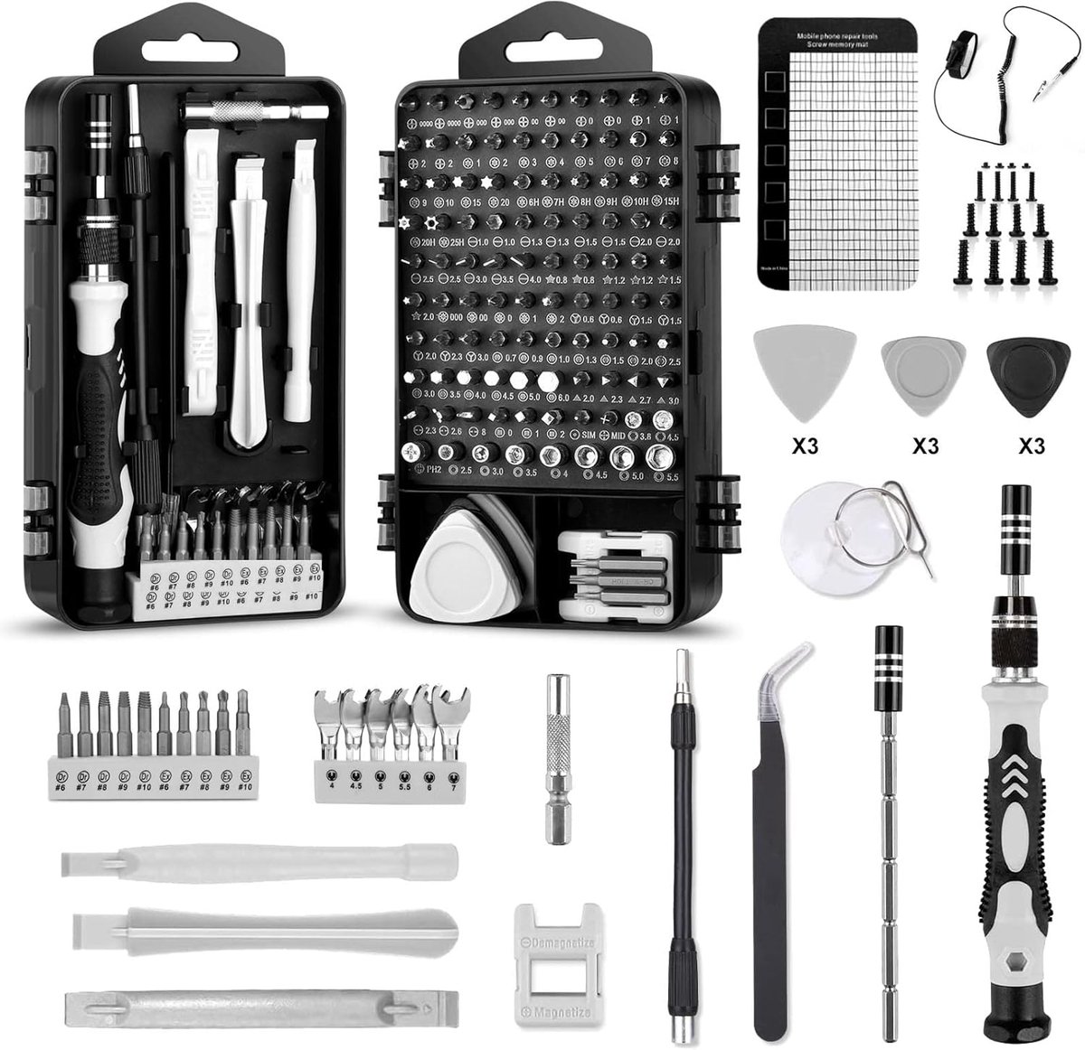 SnelShoppen - 155-in-1 Schroevedraaier Set, Magnetische Mini Gereedschapsset, Fijne Toolset met Anti-Statistische Armband, Voor DIY en Mobiele Apparat