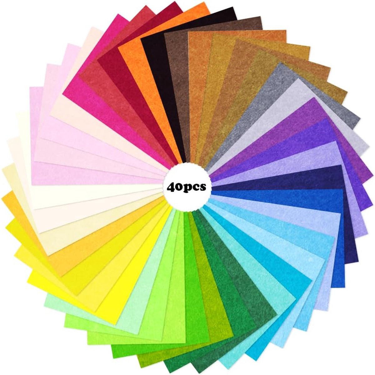 40 kleuren viltset om te knutselen, dikke viltplaten in verschillende maten, ideaal voor doe-het-zelf, kleuterscholen, kerstdecoratie en creatieve projecten