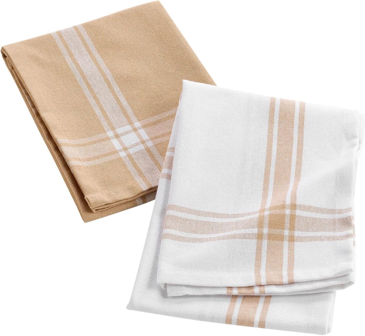 douceur d'intérieur, 2 theedoeken, 50 x 70 cm, beige, gerecycled katoen, geweven, cuisiline