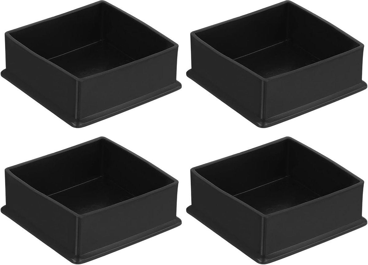 4 vierkante stoelpootdoppen van pvc, 80 mm x 80 mm, OD voor meubels, zwart, pads voor tafels, tafels, tuin, kast, bed, meubels
