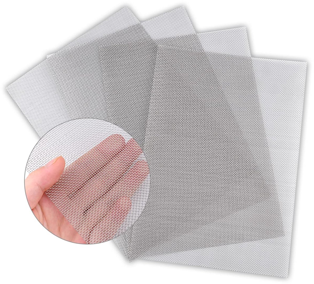 Tolvia RVS Roostergaas 304 - 4 Stuks - Fijnmazig Metaalgaas 20 Mesh - Tegen Insecten, Muizen & Ongedierte - Voor Ventilatierooster, Luchtrooster en Raam - 300 x 210 mm