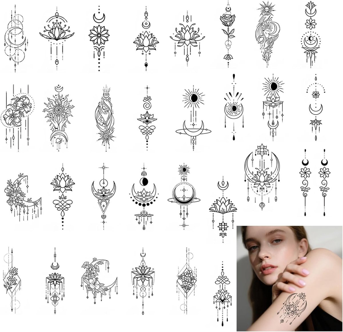 Tijdelijke tatoeages | 3D-waterdichte zelfklevende tatoeages | voor vrouwen, mannen en kinderen | Dreamcatcher-designs, arm-/lichaamskunst