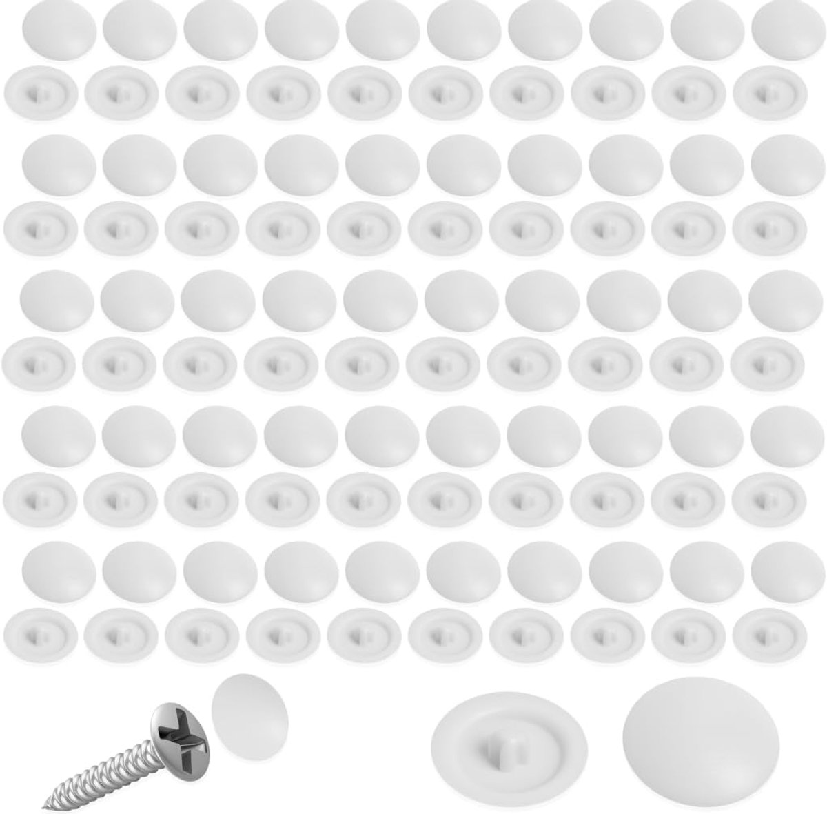 100 stuks schroefdoppen, decoratieve doppen voor kruiskopschroeven (12 mm), waterdicht en corrosiebescherming voor 7-8 mm meubelschroeven (wit - 100 stuks)