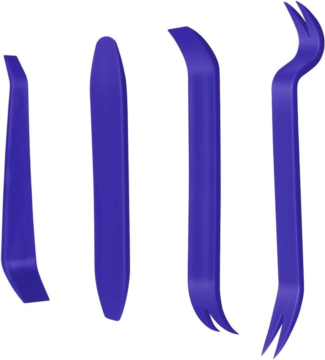 flintronic Set voor verwijderen van accessoires auto, voor autoradio, deur, dashboard, plastic tools, paneel, dashboard, interieur, reparatie, mechanische paneellichter, 4-delig, blauw