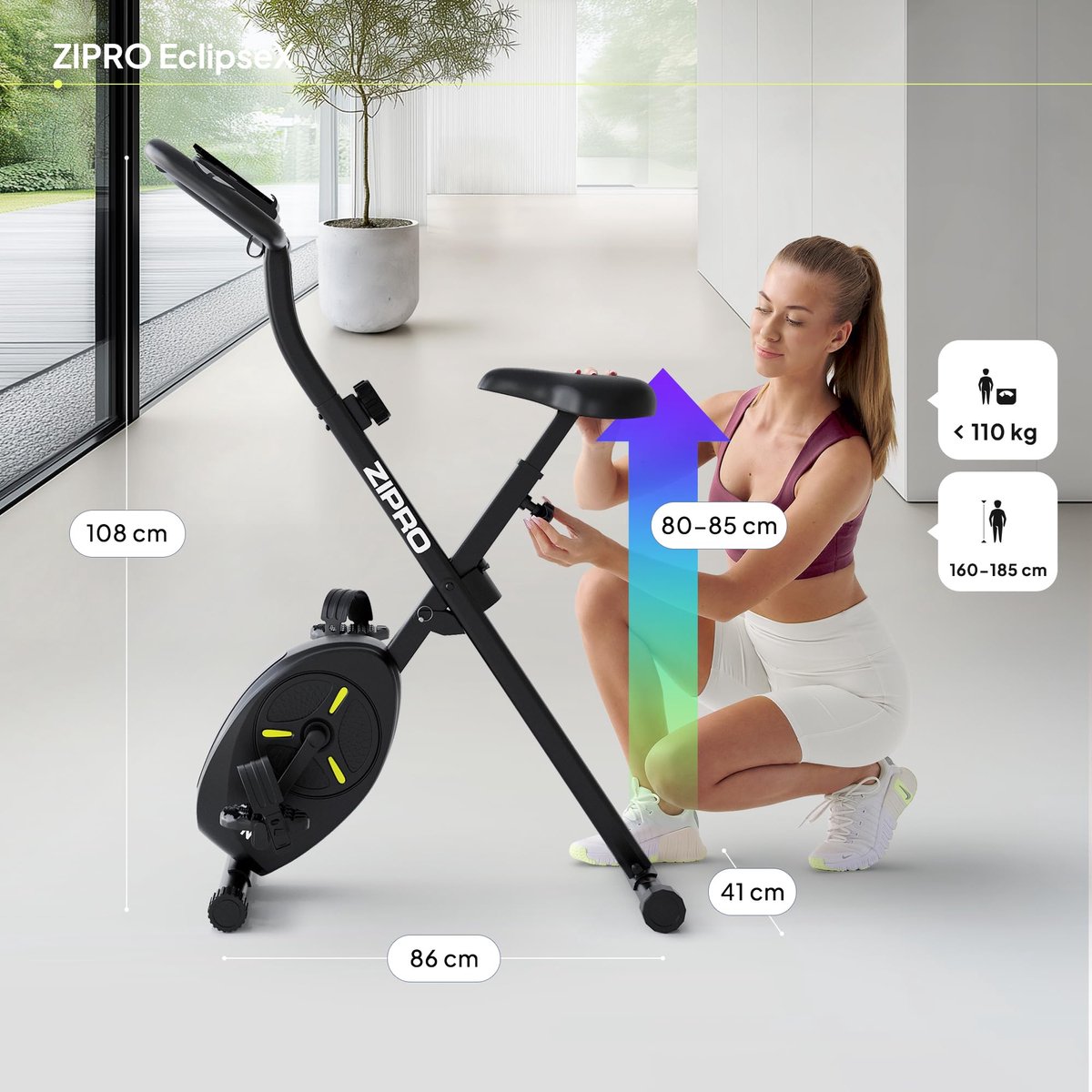 SnelShoppen - Opvouwbare Hometrainer Fiets Fitness - Stille Magnetische Fitnessfiets met 8 Niveaus - Compacte Inklapbare Fietstrainer voor Thuis Cardi
