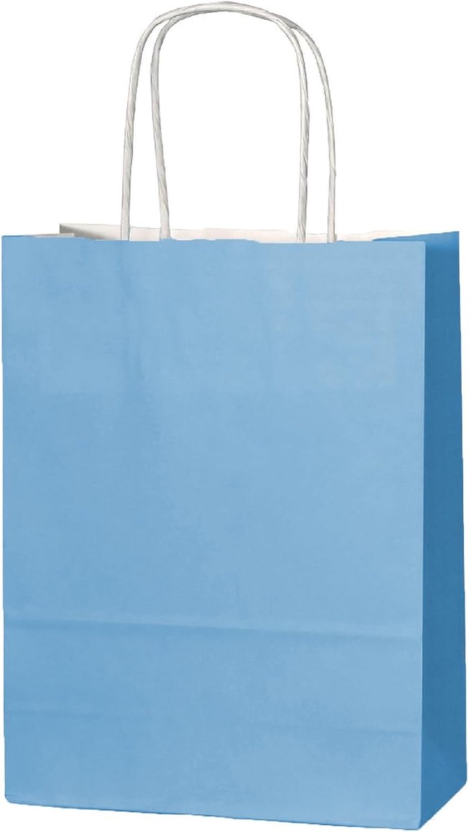 10 papieren partytasjes in stofblauw met handvatten – 18x22x8 cm – kleurrijke papieren cadeautasjes voor kinder- en volwassenenfeesten, verjaardagen, vrijgezellenfeesten en snoepjes