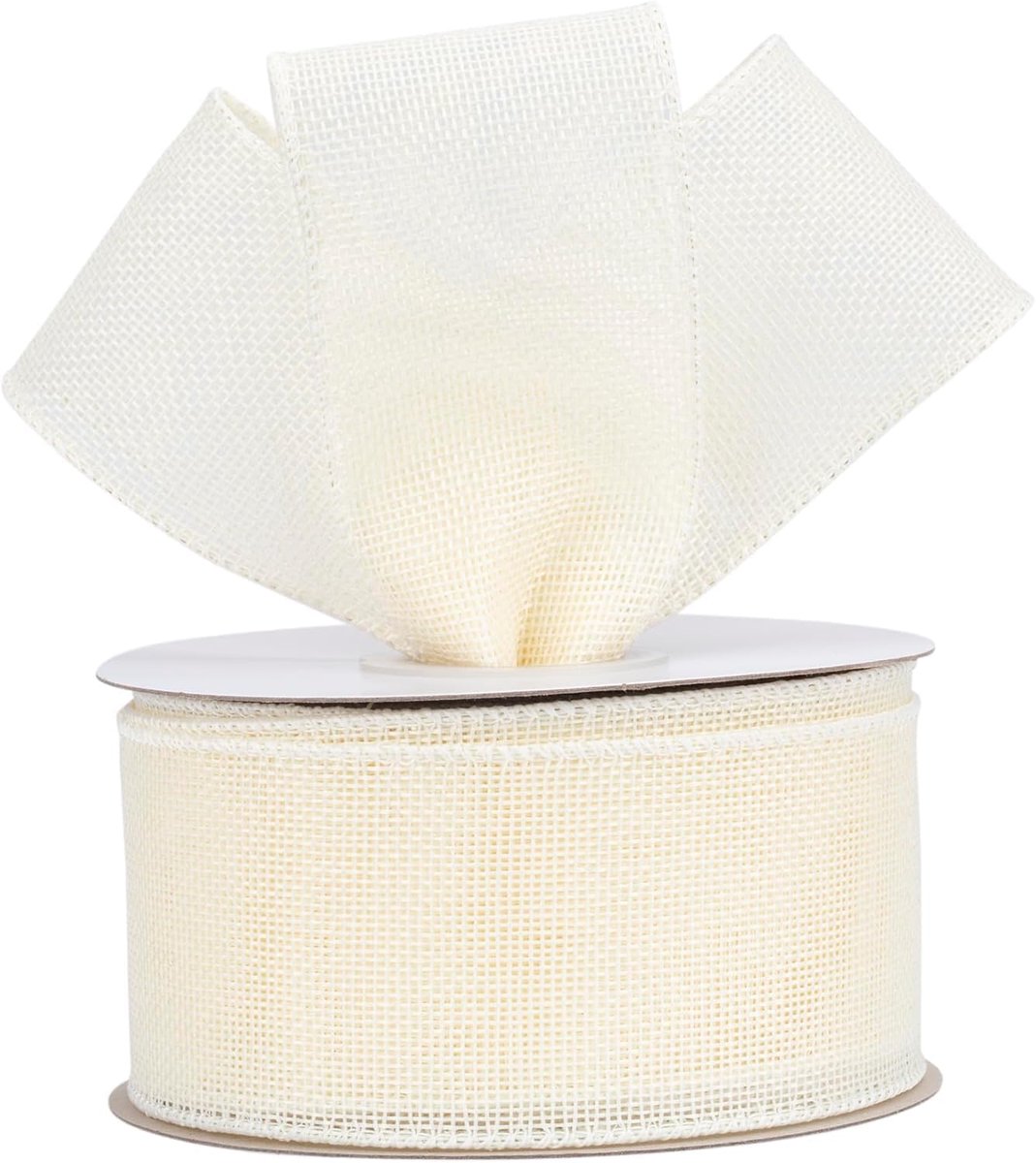 jute lint met draad jute band linnen lint decoratielint jute lint 5 cm x 18,2 m voor doe-het-zelf handwerk verpakking geschenk bruiloft Kerstmis eettafel bloemenversiering (beige)