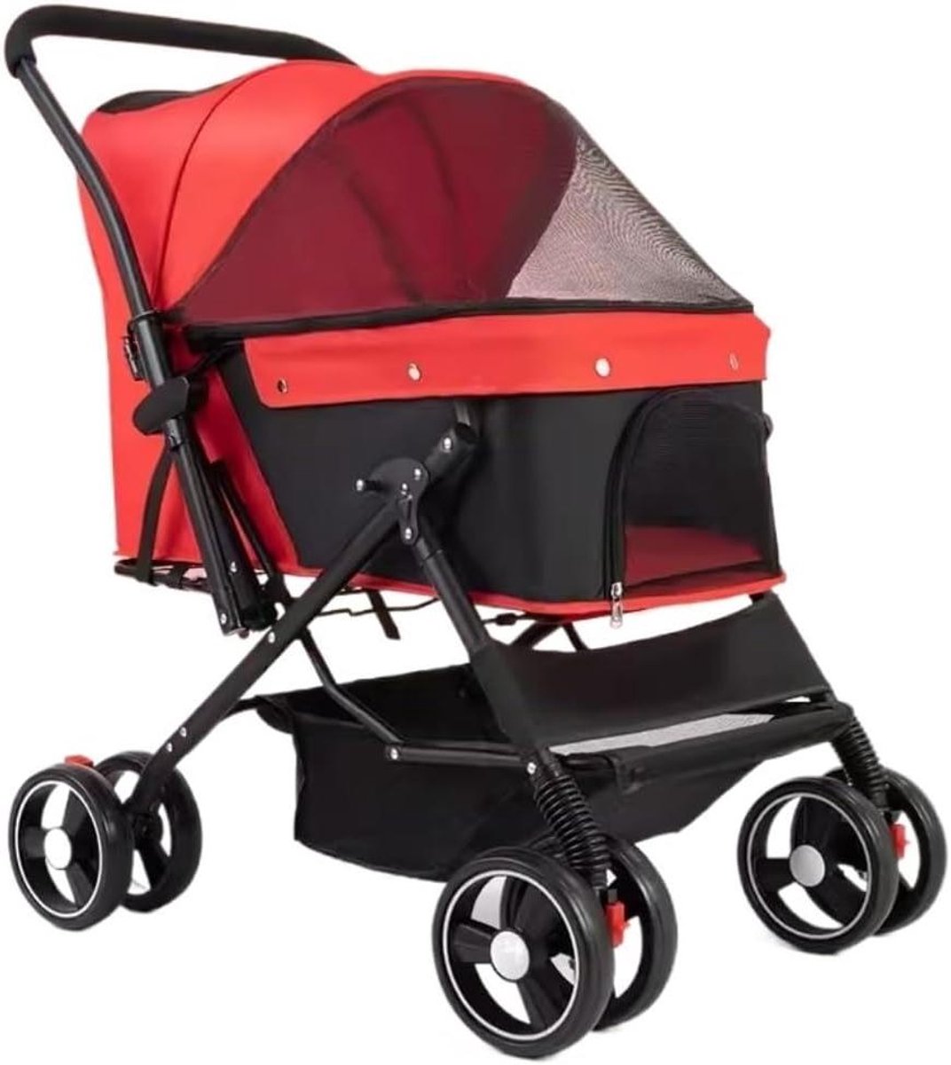 Huisdierbuggy - Hondenbuggy Kattenwagen - Veilig Vervoeren - Opvouwbaar Ontwerp - 35 x 15 x 10 cm - Zwart