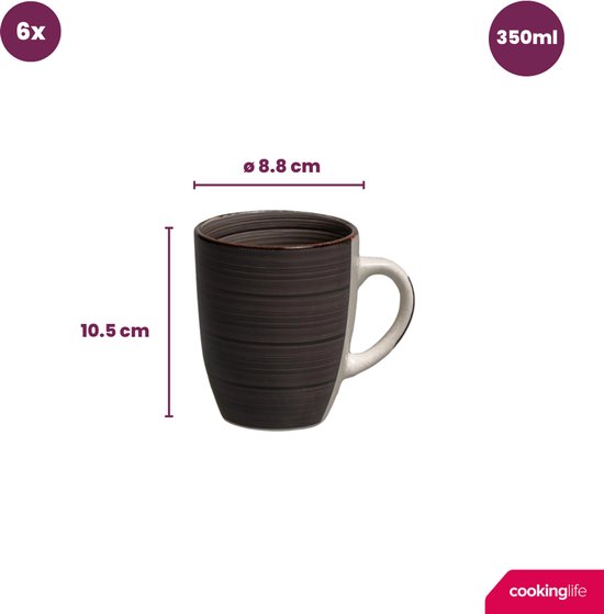 Grijze mok, 10,5 cm hoog, 8,8 cm diameter, 350 ml.