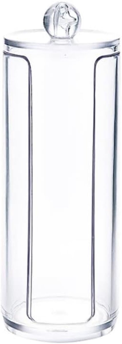 Wattenschijfjes Dispenser - Make-up Organizer - Cosmetica Opbergen - Stofvrij met Deksel - 19.5 x 6.8 cm - Helder