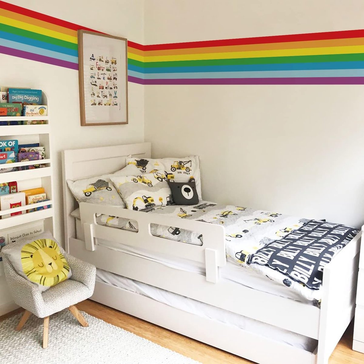 SnelShoppen - Grote regenboog muursticker 320x40cm - Lineaire regenboog decoratie voor kinderen, kleurrijke wanddecoratie, kinderkamer, feest, speelho